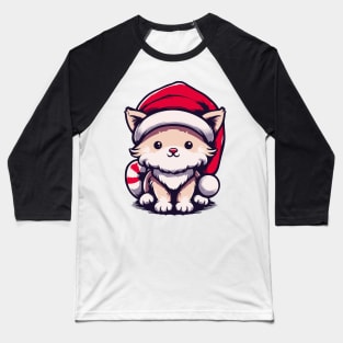 Cute Santa Cat Baseball T-Shirt